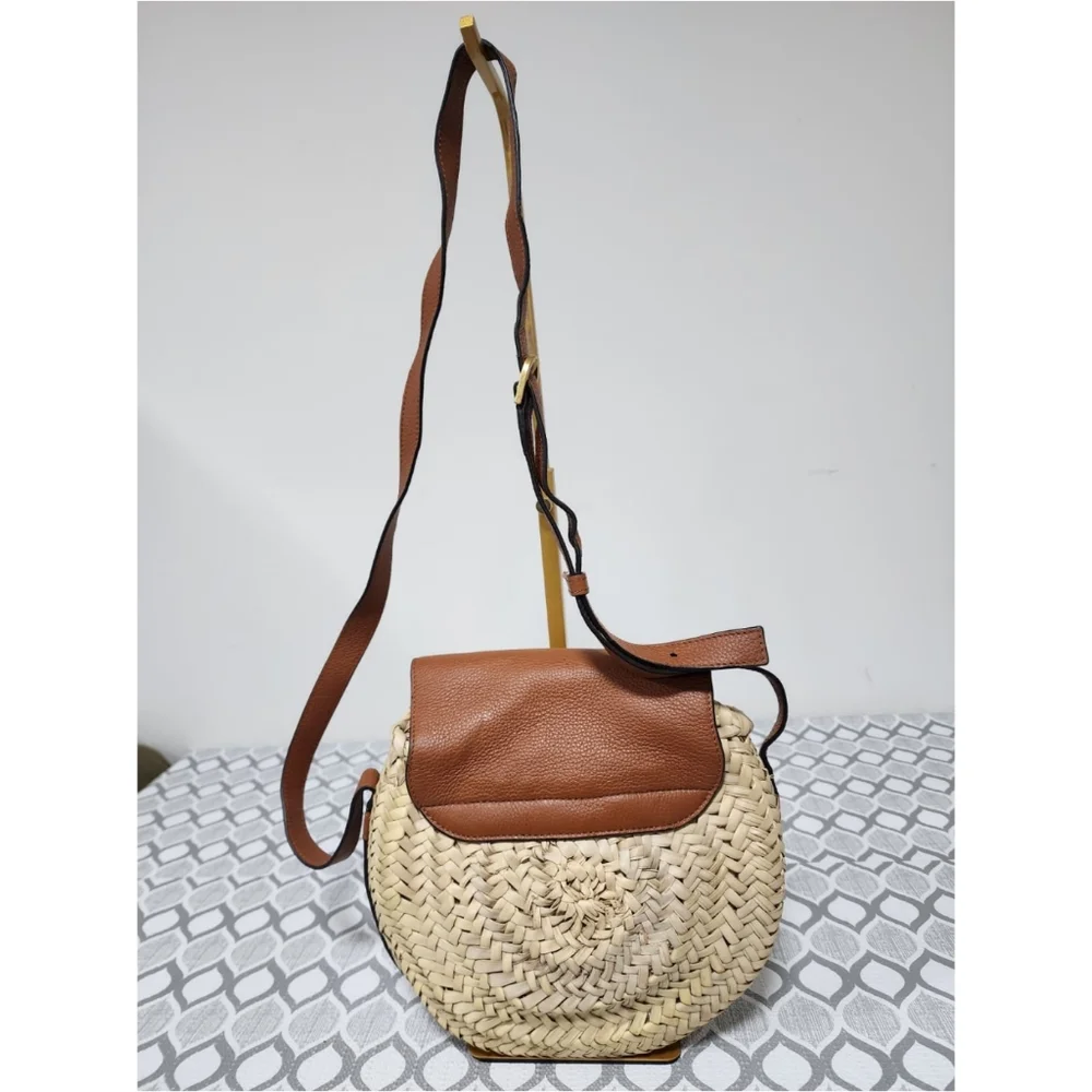 Chloé Raffia Crossbody Bag Brown/Cream